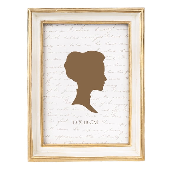 Sunlit 5x7 Inch Vintage Picture Frame, Elegant Antique Photo Frames with Glass Front, Photo Display, Tabletop Wall Hanging, Gift Ideas, Off-white with Gold Trim