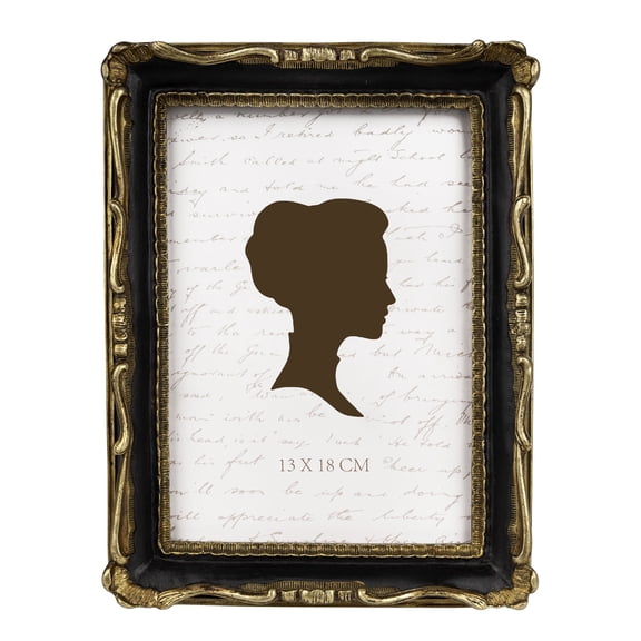 Sunlit 5x7 Inch Vintage Picture Frame, Elegant Antique Photo Frames with Glass Front, Photo Display, Tabletop Wall Hanging, Gift Ideas,Gold and Black
