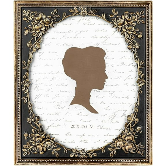 Sunlit 8x10 Inch Vintage Black Picture Frame, Elegant Antique Photo Frames with Glass Front, Photo Display, Tabletop Wall Hanging, Gift Ideas, Gold and Black