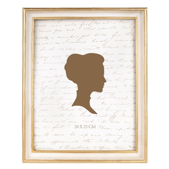 Sunlit 8x10 Inch Vintage Picture Frame, Elegant Antique Photo Frames with Glass Front, Photo Display, Tabletop Wall Hanging, Gift Ideas, Off-white with Gold Trim