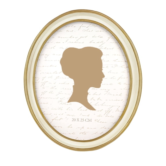 Sunlit 8x10 Inch Vintage Picture Frame, Elegant Antique Photo Frames with Glass Front, Photo Display, Tabletop Wall Hanging, Gift Ideas, Off-white Oval with Gold Trim