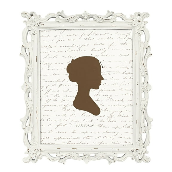 Sunlit 8x10 Inch Vintage Picture Frame, Elegant Antique Photo Frames with Glass Front, Photo Display, Tabletop Wall Hanging, Gift Ideas, White Waves