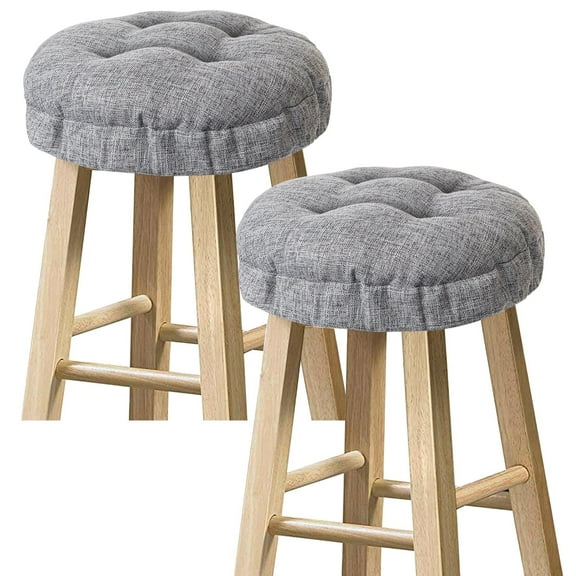 Sunlit Bar Stool Covers - Set of 2 Round Bar Stool Seat Covers, Soft and Cushioned Bar Chair Covers, Easy to Install and Wash, Cover Only, 12 Inch Diameter, Gray