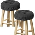thumbnail image 1 of Sunlit Bar Stool Covers - Set of 2 Round Bar Stool Seat Covers, Soft and Cushioned Bar Chair Covers, Easy to Install and Wash, Cover Only, 14 Inch Diameter, Black, 1 of 7