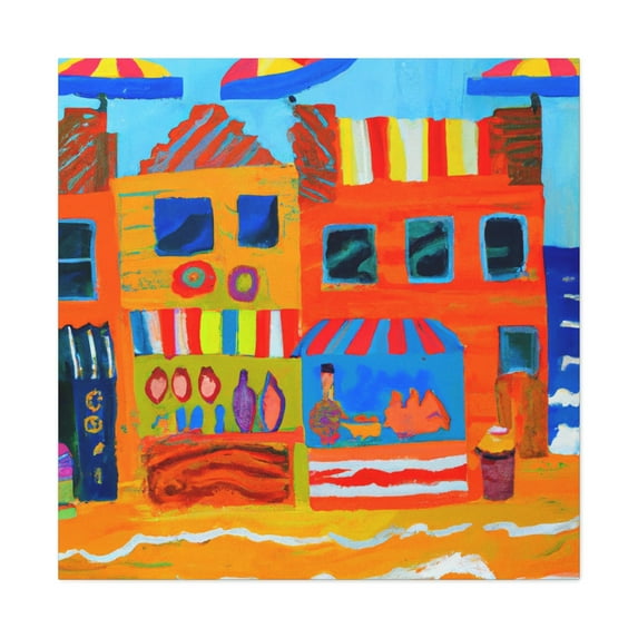 "Sunlit Beach Boutiques" - Canvas