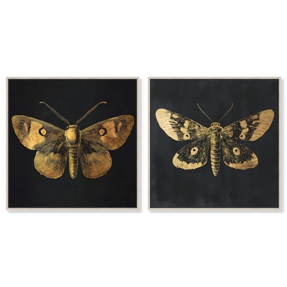 Sunlit Butterfly Set Canvas Set of 2 Wall Decor Sets by Art Remedy, Silver Frame, 12 x 12