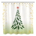 thumbnail image 1 of Sunlit Christmas Shower Curtain, Green Xmas Pine Tree with Red Star Ornament Holiday Farmhouse Decorations, Festive Bathroom Fabric Shower Curtain, Home Decor Tapestry, 1 of 7