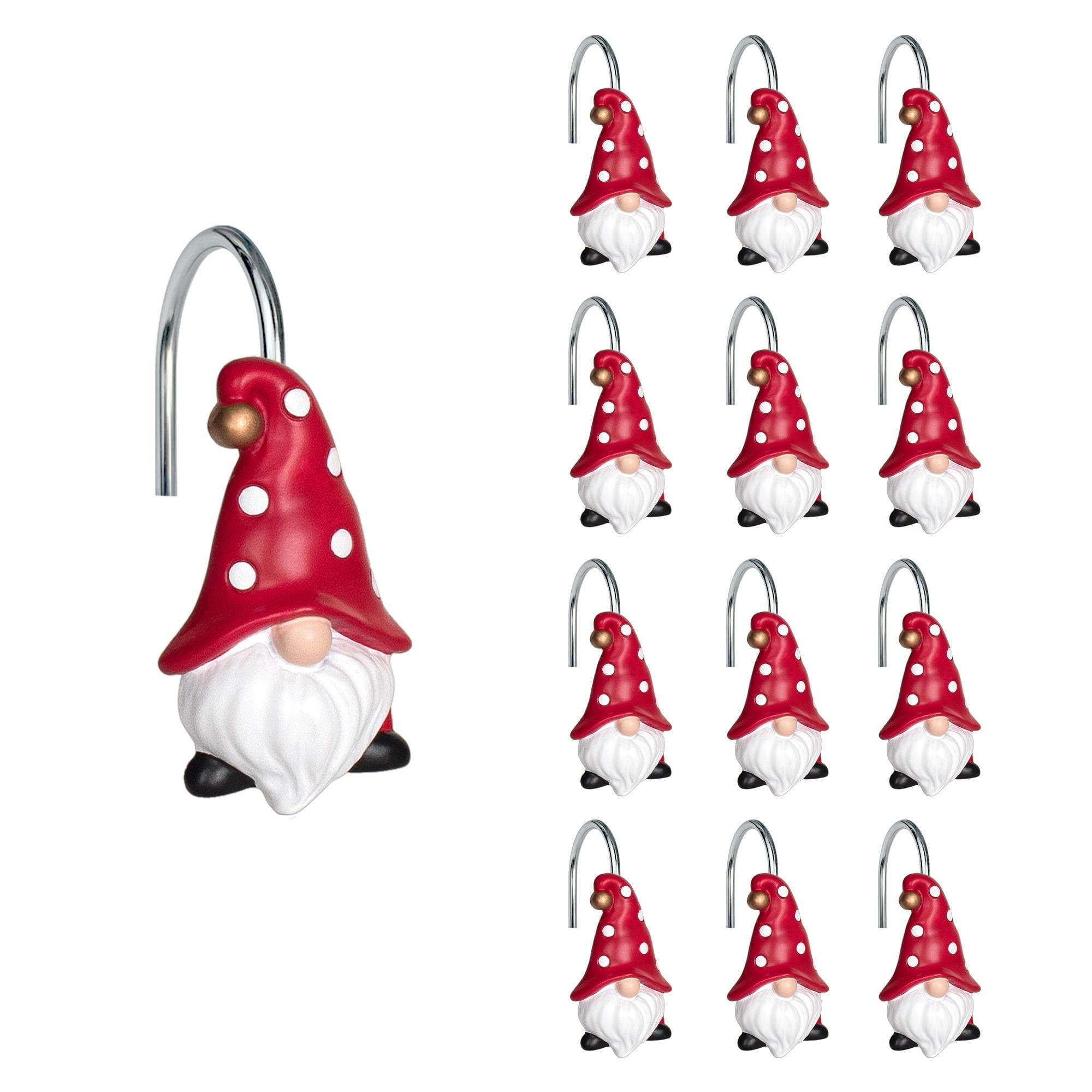 12-Pack Christmas Snowman Shower Curtain Hooks - Festive Resin & Metal Rings For Holiday Decor