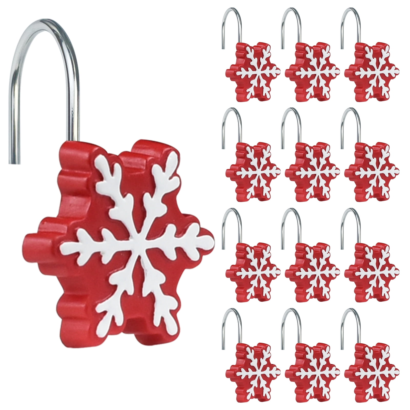 Sunlit Christmas Shower Curtain Hooks Snowflakes Shower Curtain Rings