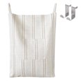 thumbnail image 1 of Sunlit Farmhouse Hanging Laundry Hamper with 2 Hooks, Boho Beige & Brown Stripes Linen Laundry Bag with Zipper & Wide Open Top, Over the Door Organizer for Dirty Clothes, Washable Space Saving Storage, 1 of 7