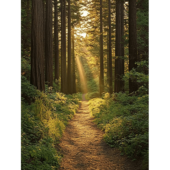 Sunlit Forest Path Canvas Print/Wall Art Suitable for Living Room Office Yoga Studio and Meditation Room Decoration.