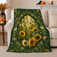 thumbnail image 1 of Sunlit Garden Archway Sunflowers Bees, Festive Botanical Garden Scene, Warm Flannel Blanket for Sunroom and Reading Nook, Garden Lovers Housewarming Gift, Botanical Home Decor, 1 of 9