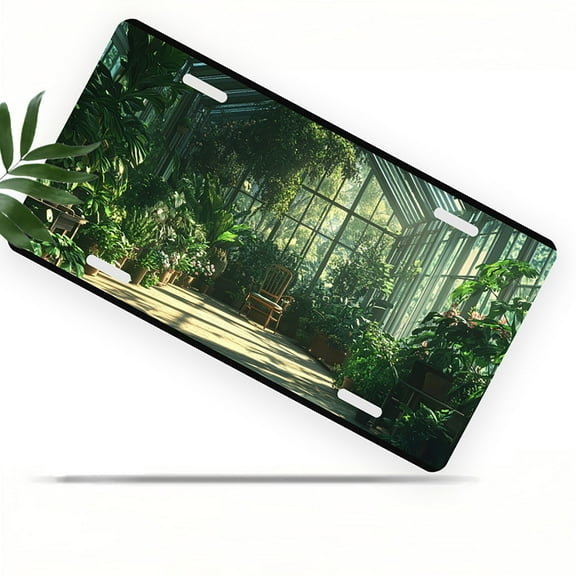 Sunlit Greenhouse Front License Plate, Metal License Plate, Funny Standard Plates Personalized Novelty Decorative For Men/Women/Boys/Girls Car 6×12 Inch