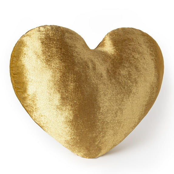 Sunlit Heart Shaped Pillow, 20 Inches Heart Decorative Throw Pillows, Velvet Love Pillows Cute Pillow, Valentines Day Decorations, Wedding Decor, Living Room Bedroom Nursery Decor, Golden