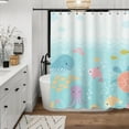 thumbnail image 1 of Sunlit Lovely Cartoon Baby Shower Curtain, Sea Creatures Light Blue Fabric Shower Curtain for Kids, Whale Turtle and Fish Ocean Theme Bathroom Decor Curtain for Children, Girls and Boys, 1 of 5