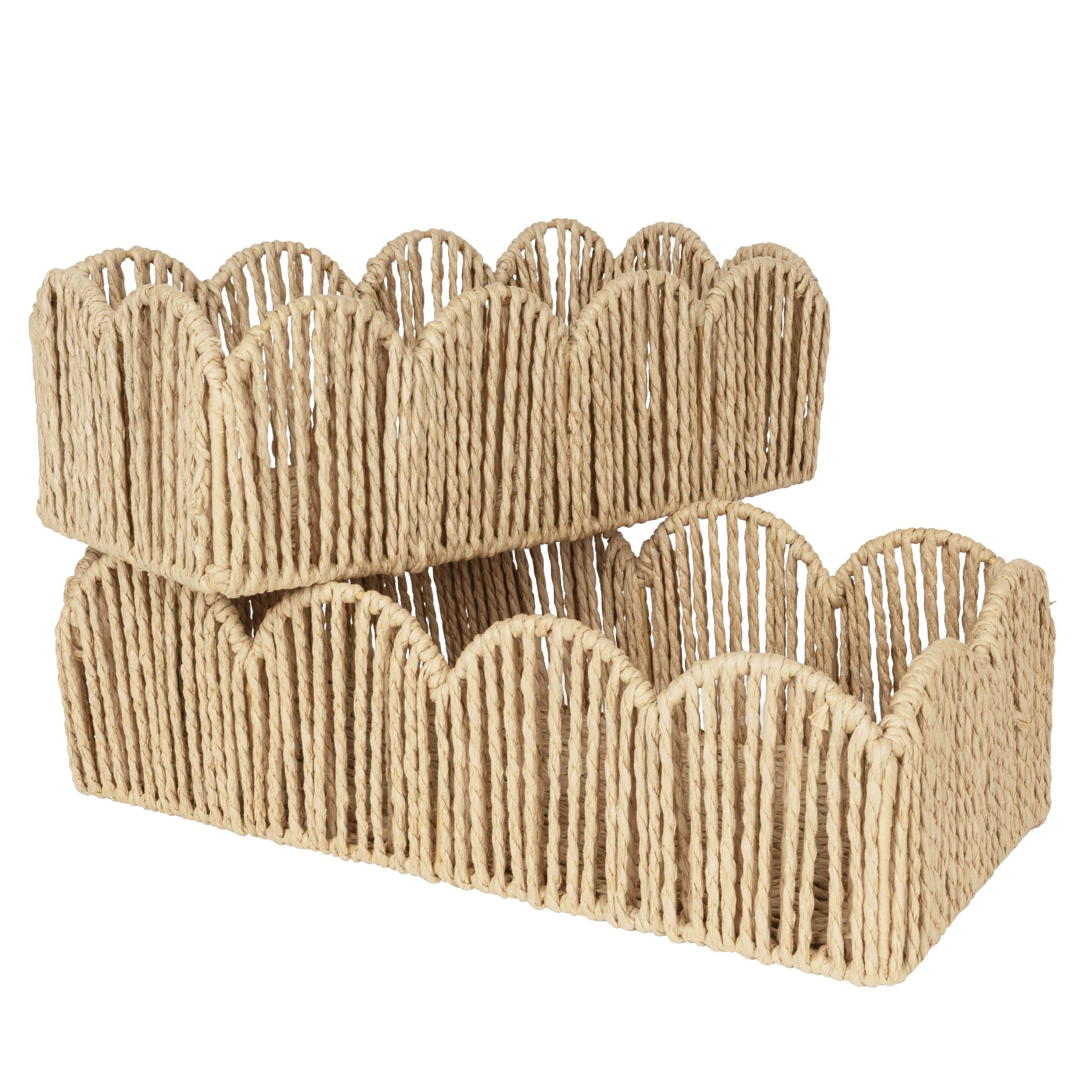 Sunlit Natural Fiber Farmhouse Storage Baskets, Hand Woven Bathroom