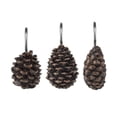 thumbnail image 1 of Sunlit Pinecone Decorative Shower Curtain Hooks, Brown Pine Cone Shower Curtain Rings, Resin, Winter Christmas Theme Bathroom Decoration, Set of 12, 1 of 6