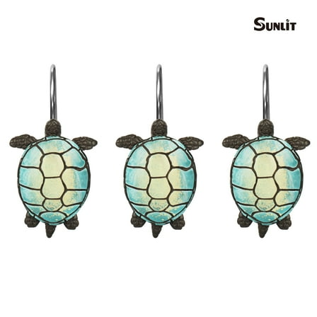 Sunlit Sea Turtle Shower Curtain Hooks, 12 Count