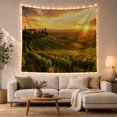 thumbnail image 1 of Sunlit Vineyard with Hilltop Villa Against a Sunset Sky, Peaceful Folk Art for Wine Enthusiasts, Realistic Landscape Decor, Housewarming Gift Tapestry Wall Hanging for Living Room and Study Room, 1 of 7