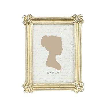 Sunlit Vintage Picture Frame 5x7 Inch, Luxury Antique Photo Frames with Glass Front, Photo Display, Tabletop Wall Hanging, Gift Ideas, Gold and Silver