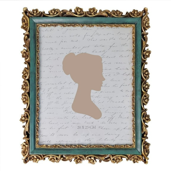 Sunlit Vintage Picture Frame 8x10 Inch, Luxury Antique Photo Frames with Glass Front, Photo Display, Tabletop Wall Hanging, Gift Ideas, Dark Green and Bronze Gold