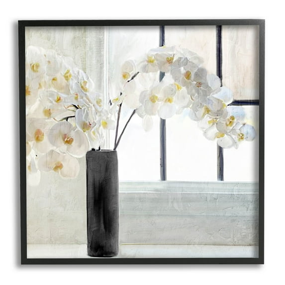 Sunlit White Orchids Arrangement Botanical & Floral Graphic Art Black Framed Art Print Wall Art