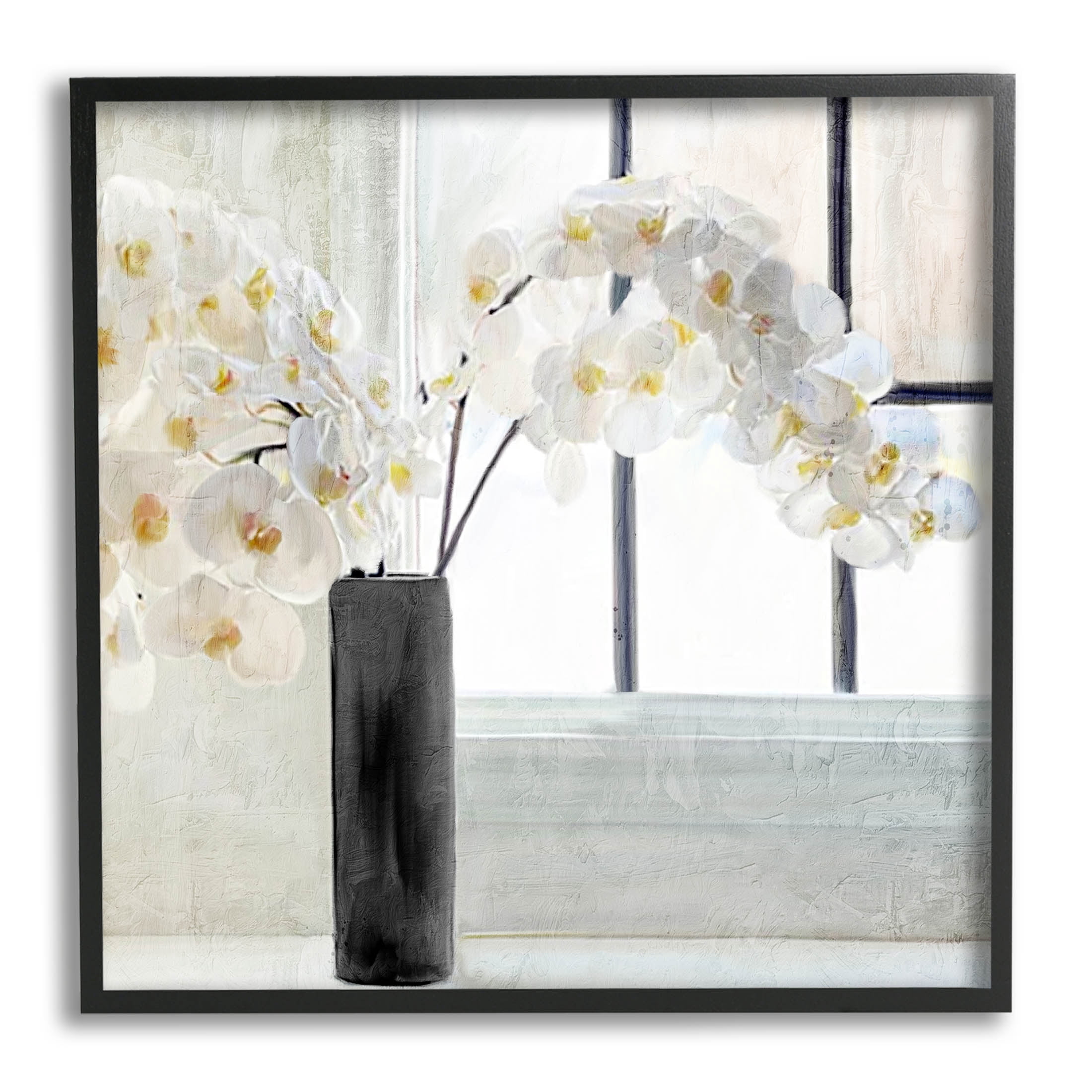 Sunlit White Orchids Arrangement Botanical & Floral Graphic Art Black Framed Art Print Wall Art