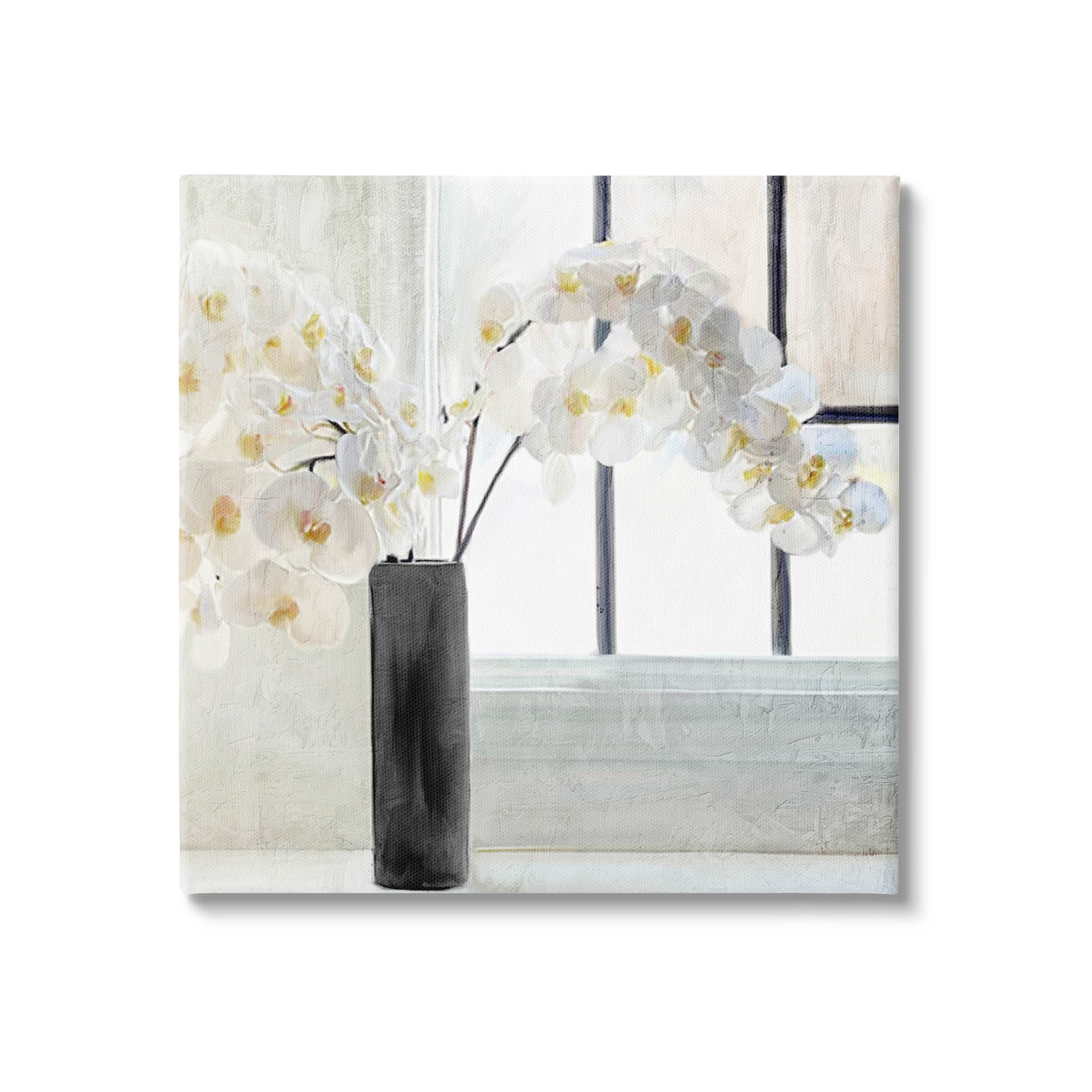 Sunlit White Orchids Arrangement Botanical & Floral Graphic Art Gallery Wrapped Canvas Print Wall Art