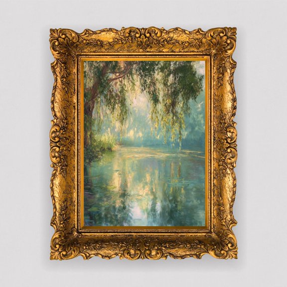 Sunlit Willow Pond Wall Art Print