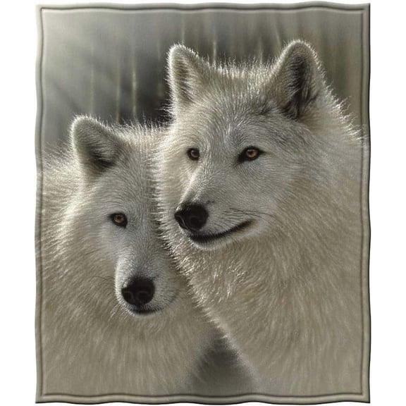 Sunlit Wolves Flannel Throw Blanket, Vibrant Colors, Animal Print, Polyester, Machine Washable, Unisex, Adult, Winter, Home, Outdoor, Travel