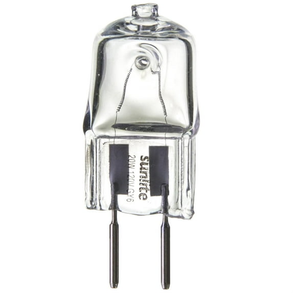 SUNLITE 20w 12v Single Ended T3.5 GY6.35 Bi-Pin Clear 3200K Halogen Lamp