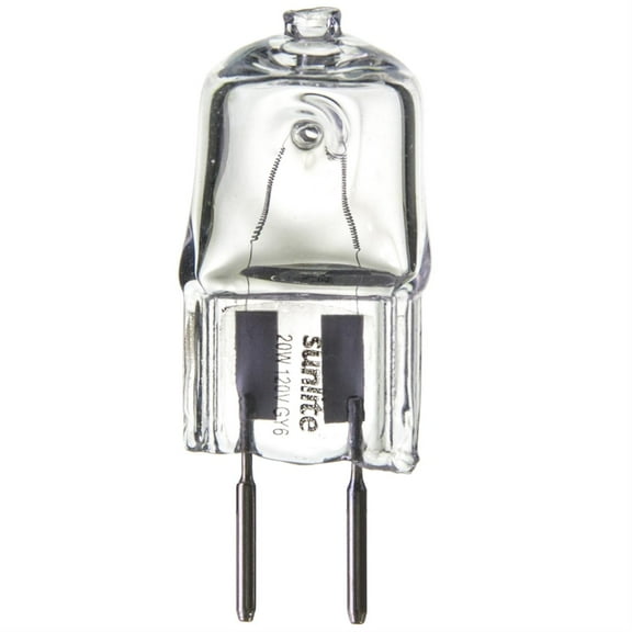 SUNLITE 20w 12v Single Ended T3.5 GY6.35 Bi-Pin Clear 3200K Halogen Lamp