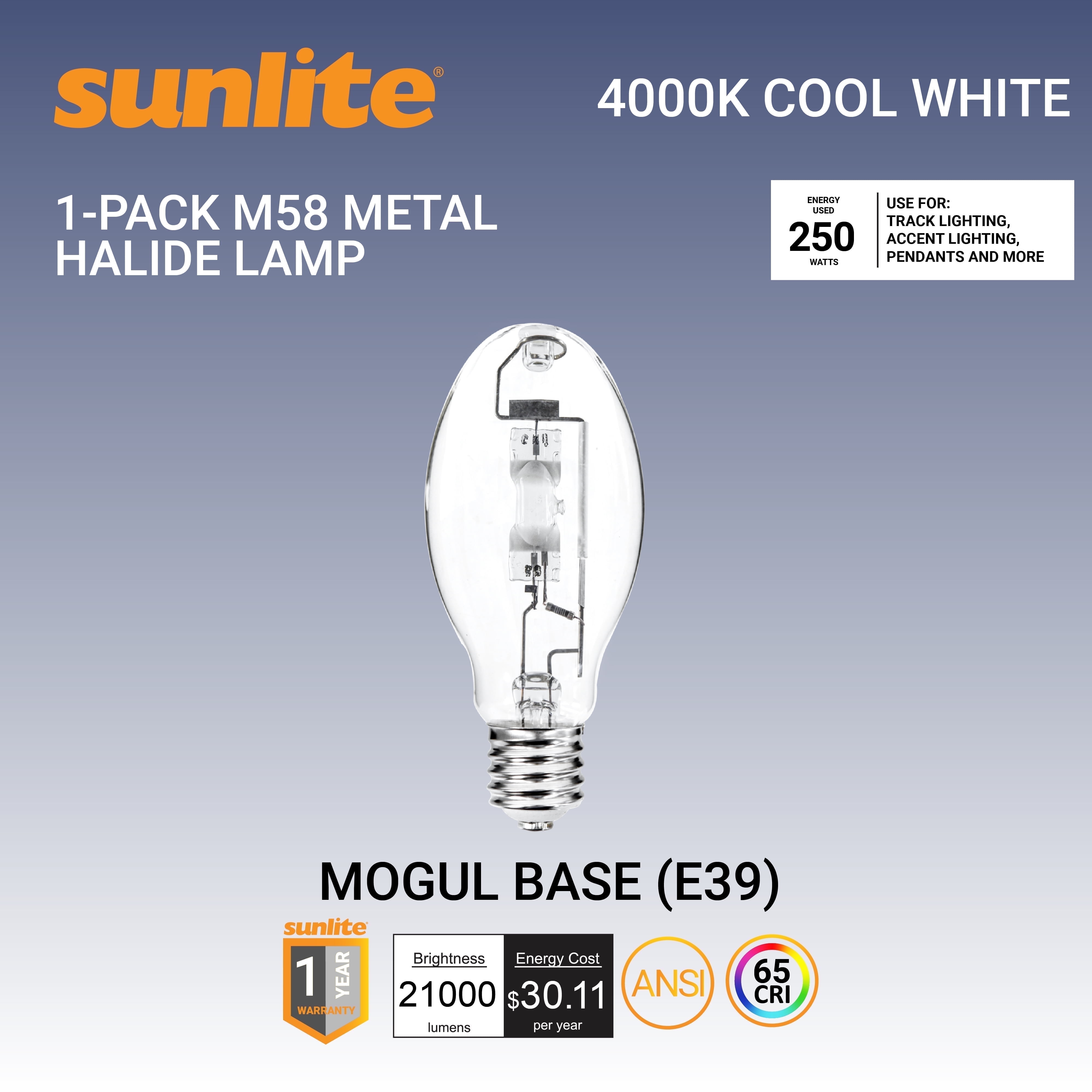 Sunlite 03656-SU MH175/U/MOG M57 Metal Halide Lamp, 175 Watts