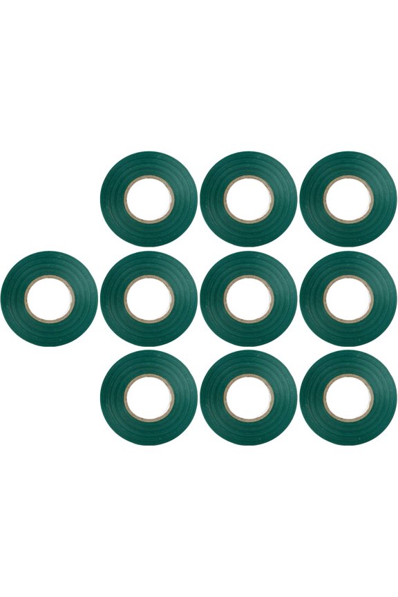 10-Pack PVC Electrical Tape 60 Feet x 0.75 Inches, for Splicing, Protecting, and Insulating Wires, Abrasion Resistant, Flame Retardant, Weatherproof, UL Listed, Green, 10 Count