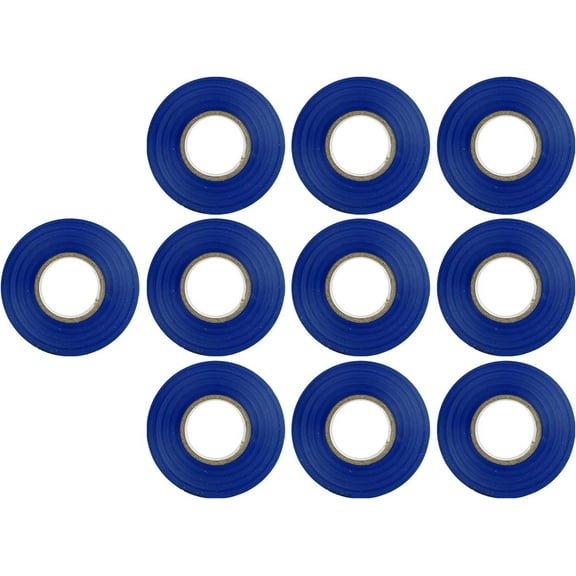 Sunlite 10-Pack PVC Electrical Tape 60 Feet x 0.75 Inches, for Splicing, Protecting, and Insulating Wires, Abrasion Resistant, Flame Retardant, Weatherproof, UL Listed, Blue, 10 Count