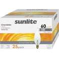 thumbnail image 1 of Sunlite 40034-SU 25-Pack Flame Tip Chandelier Bulbs, 60 Watts, Candelabra Base (E12), 120 Volt, Clear, Incandescent, Dimmable, 32K - Warm White, 1 of 3