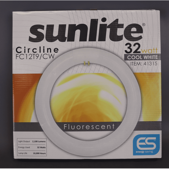Sunlite 41315-SU FC12T9/CW Circline Fluorescent Lamps, 12-Inch Size, 32 Watts, 2100 Lumens, 4-Pin Base (G10q), 10,000 Life Hours, 41K-Cool White