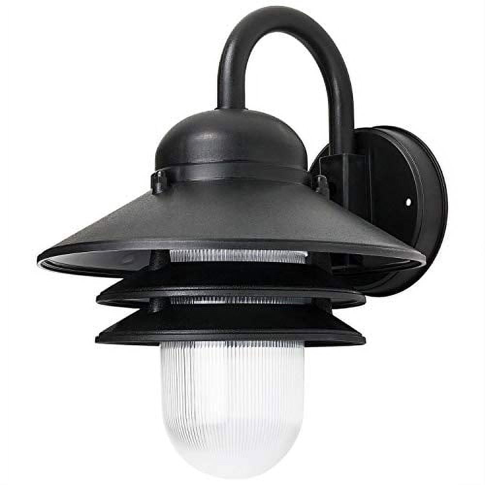 Black Polycarbonate Nautical Outdoor Wall Fixture with Prismatic Lens