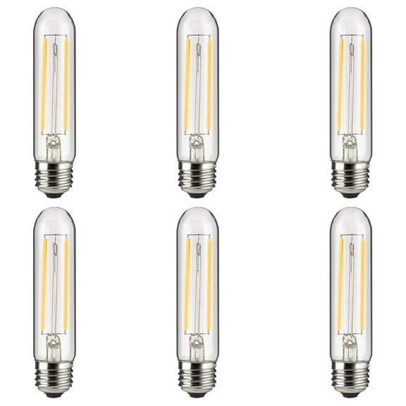 Sunlite 41790 LED Edison T10/T30 Tubular Light Bulb, 2 Watts (25W Equivalent), 160 Lumens, Medium E26 Base, 120 Volts, Dimmable, 90 CRI, UL Listed, Clear, 2700K Soft White, 6 Pack