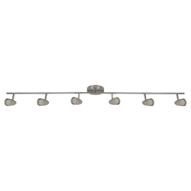 Sunlite 54-Inch LED Straight Track Light Fixture, GU10 Base, 50 Watts Max, 120 Volts, 6 Head Lights, Brushed Nickel, For Residential & Commercial Use