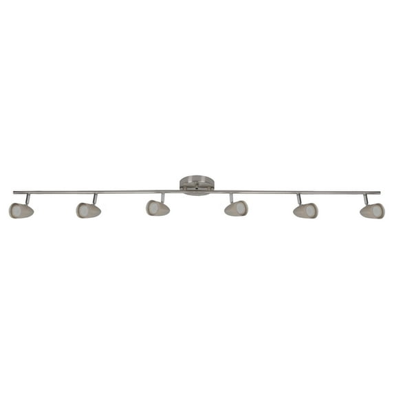 Sunlite 54-Inch LED Straight Track Light Fixture, GU10 Base, 50 Watts Max, 120 Volts, 6 Head Lights, Brushed Nickel, For Residential & Commercial Use