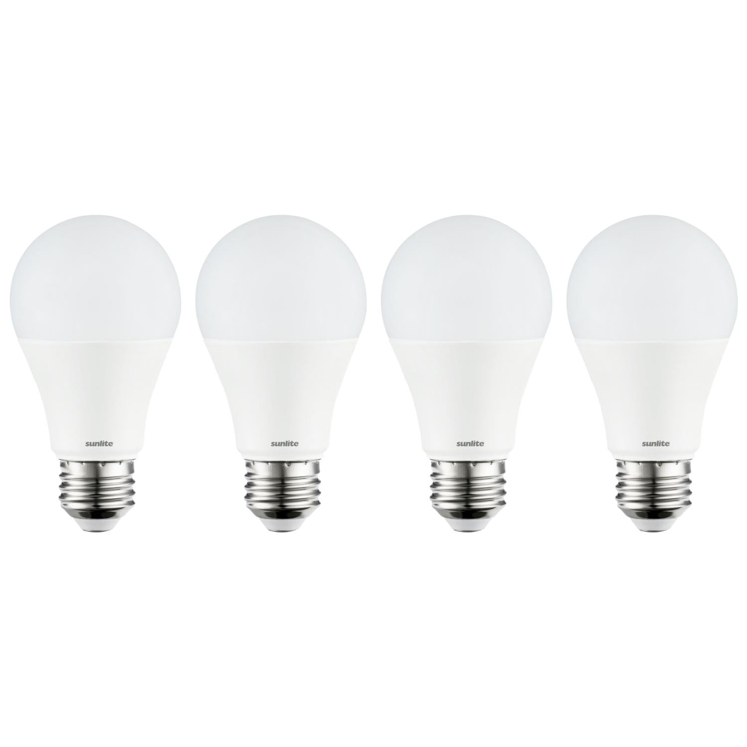Sunlite 81026-SU LED A19 Household Light Bulbs, 12 Watts (75W Equivalent), 1100 Lumens, 120 Volt, Medium Base (E26), Non-Dimmable, Frost Finish, UL Listed, 27K - Warm White 4 Pack