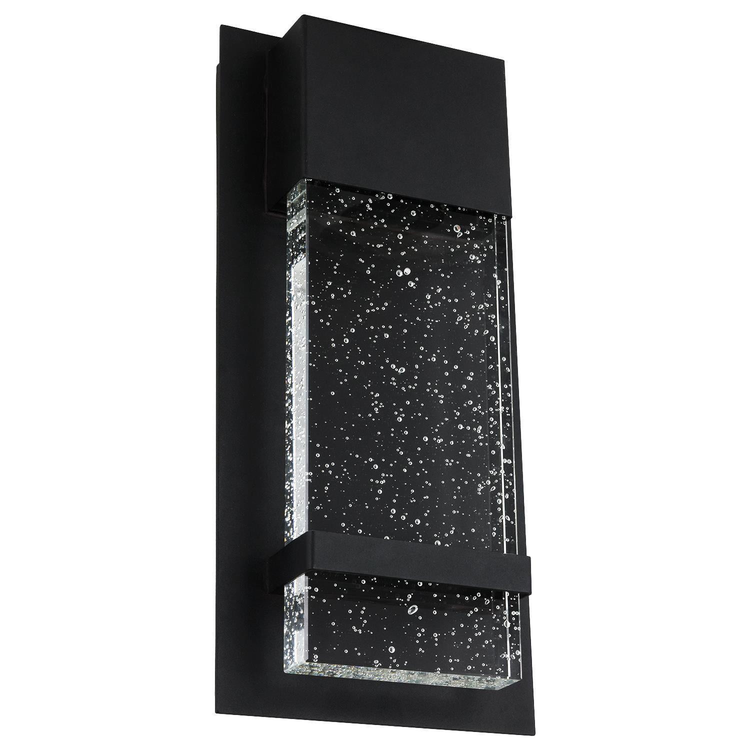 Contemporary Matte Black LED Wall Sconce with Raindrop Glass Panel