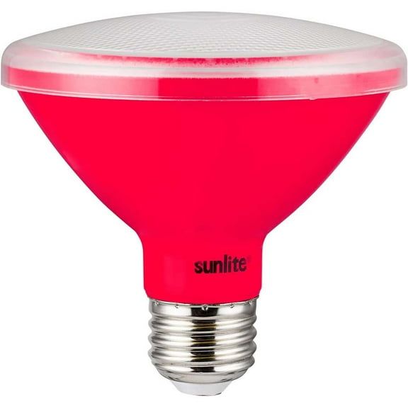 Sunlite 8w LED PAR30 Short Neck Red Colored Floodlight Bulb - 75W Equiv