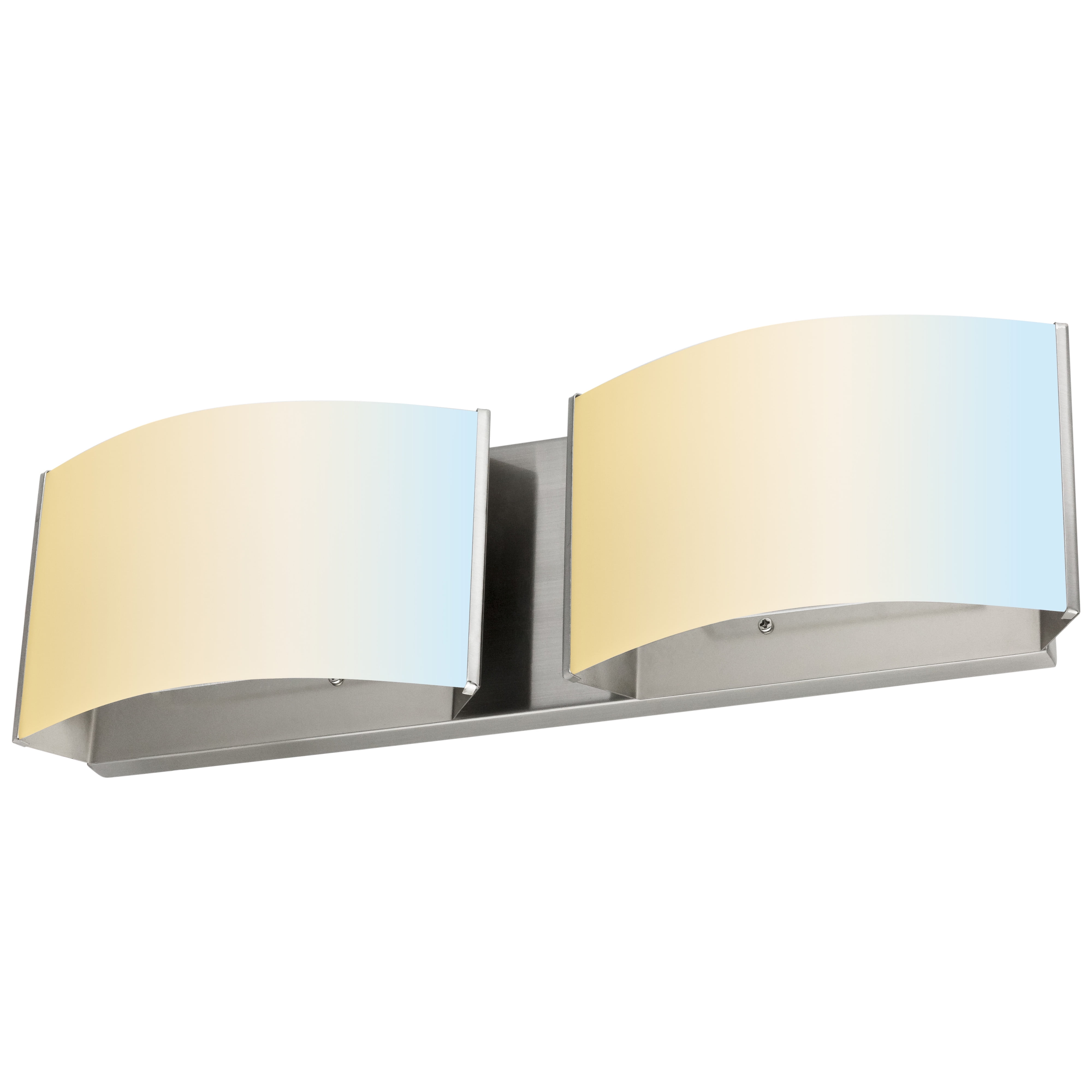 Sunlite 82112 LED Decorative Vanity Light Fixture, 20 Watts, 1300 Lumens, Color Selectable 30K/40K/50K, 2 Lights, Dimmable, 90 CRI, ETL Listed, Brushed Nickel, for Bathroom, Powder Rooms, and Hotels
