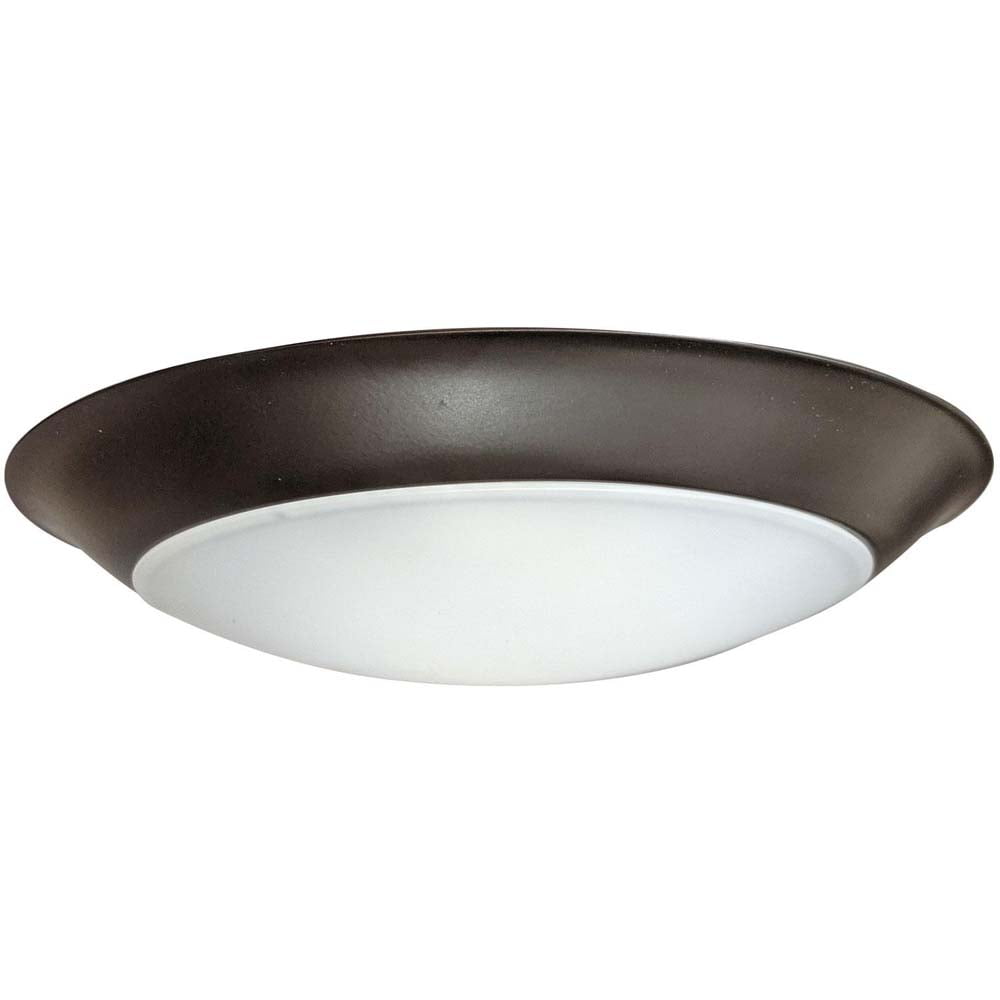 Bronze 8-Inch Round LED Ceiling Light with White Lens