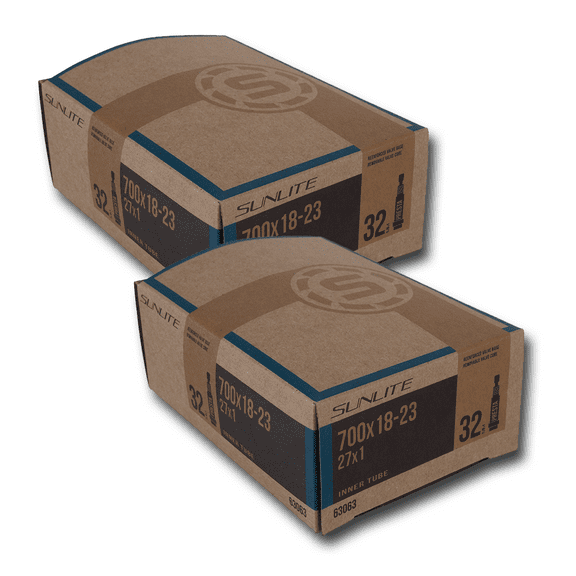 Sunlite Bicycle Inner Tubes 2-PACK 700x18-23c Presta Valve 32mm Road Fixed Bike