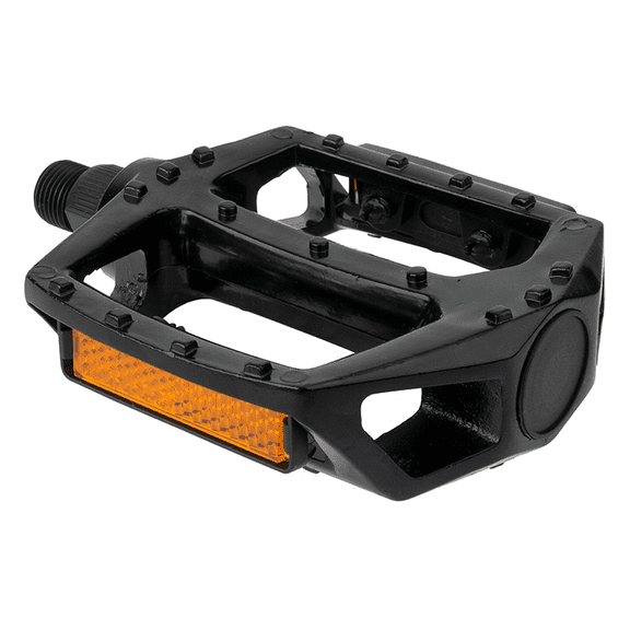 Sunlite MX Alloy Platform Pedals 9/16" Non-Slip Body Toe Clip Compatible Black