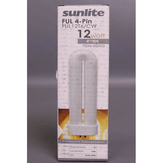 Pack of 5 Sunlite 8 W FUL 4Pin Single UShaped Twin Tube GX10q Plugin Black Light Bulb
