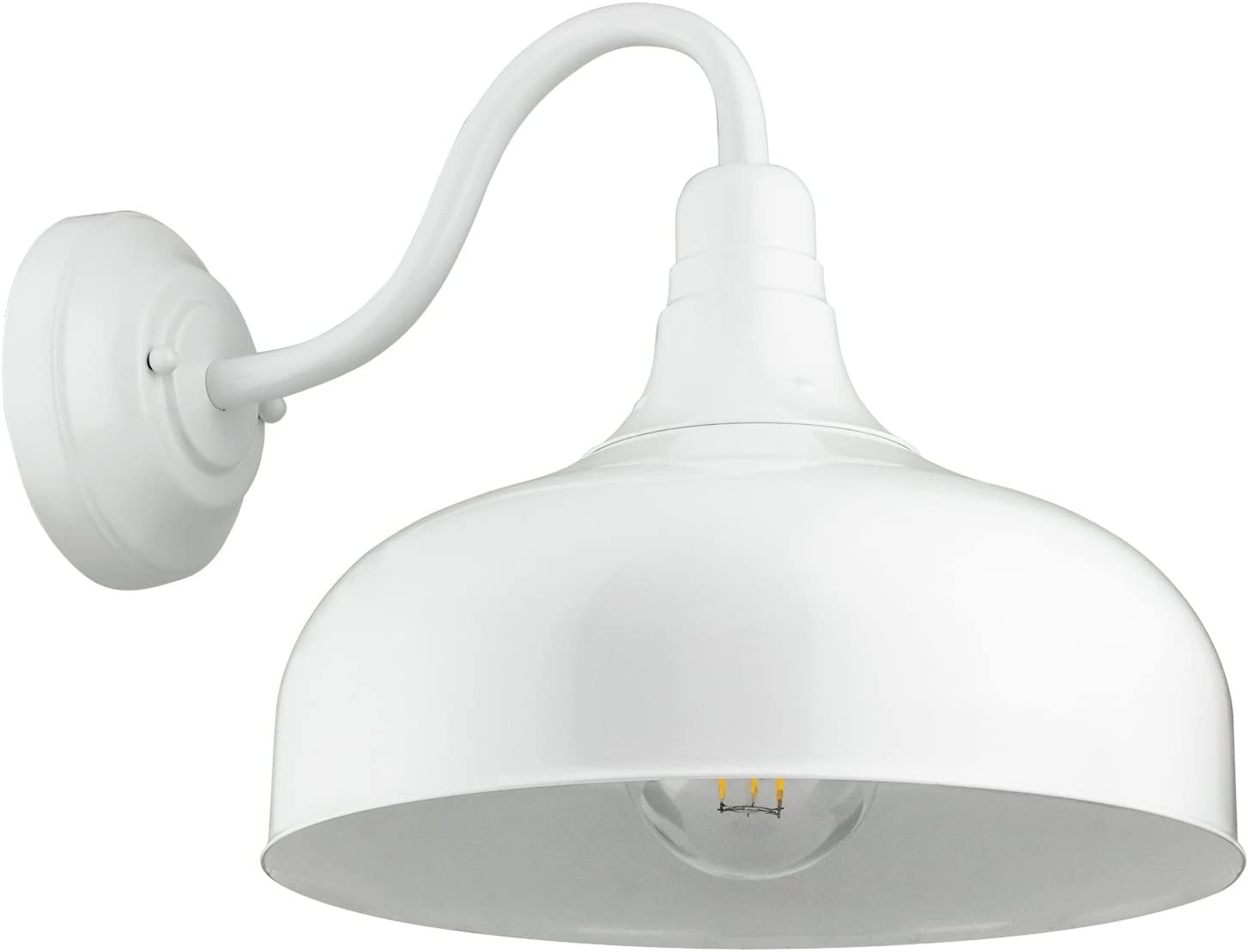 Elegant White Aluminum Gooseneck Barn Light Sconce, 12 Inch